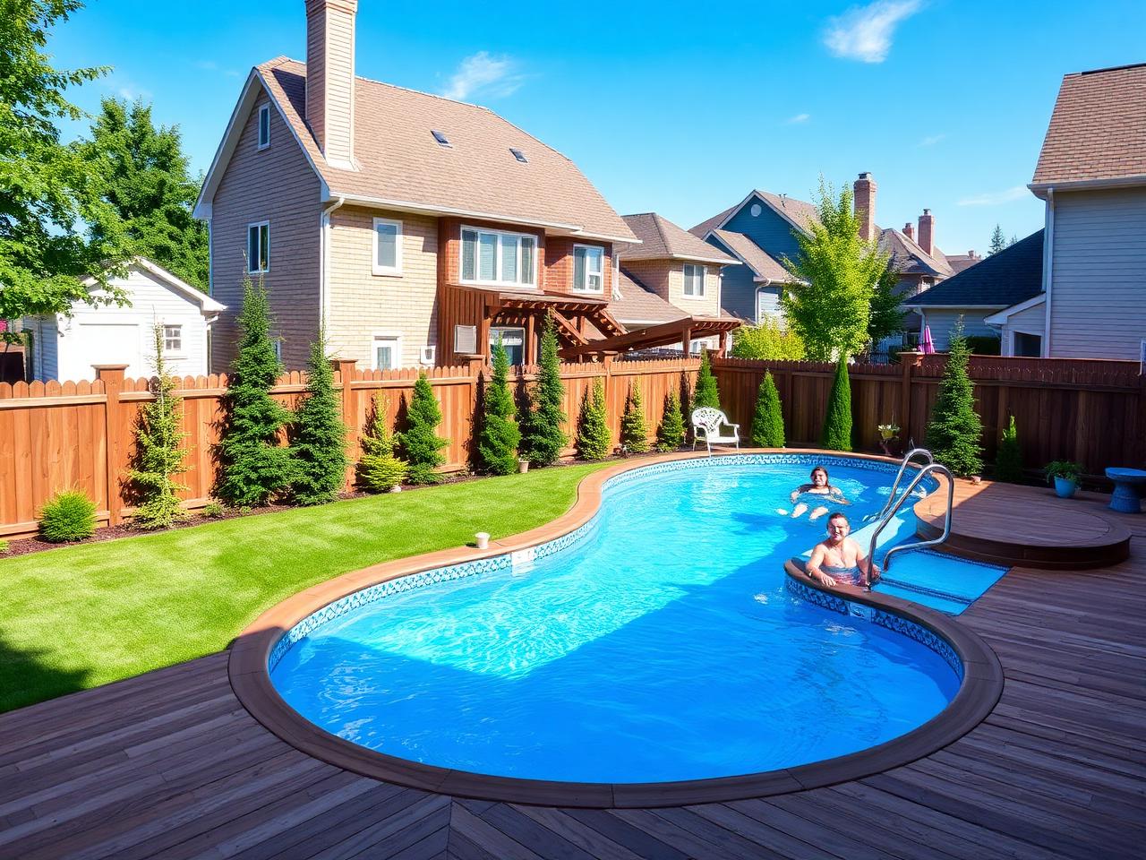 Piscine hors terre avec terrasse